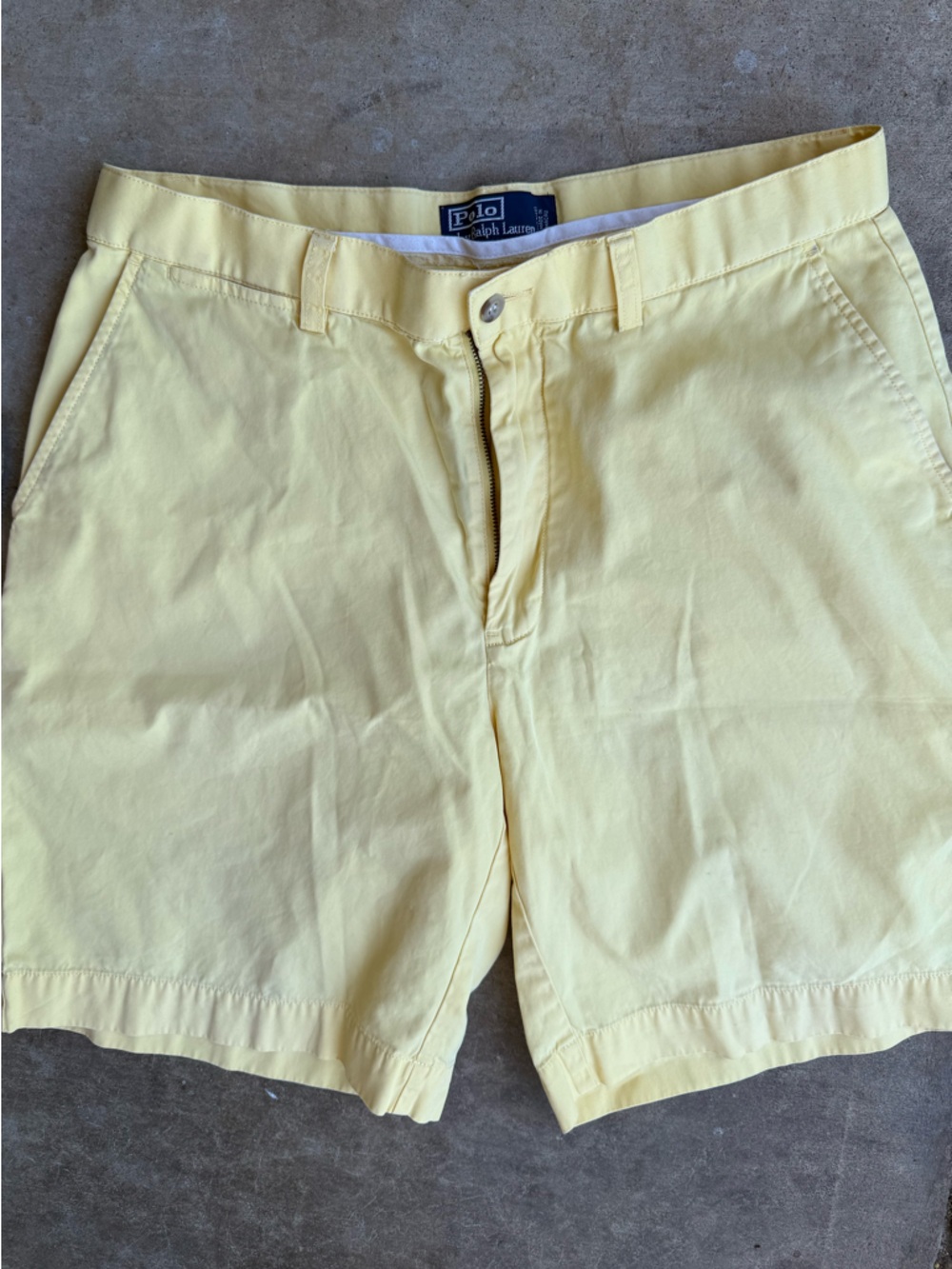 Vintage Butter Yellow 33Polo by Ralph Lauren Pale Yellow Flat-Front Chino Shorts